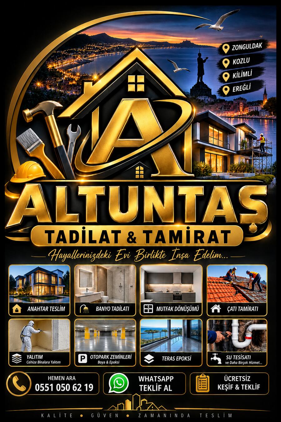 ALTUNTAŞ Tadilat ve Tamirat hizmet afişi